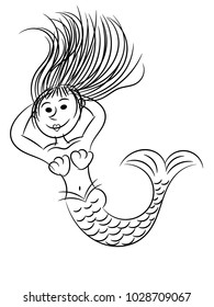 mermaid sketchy isolated on white