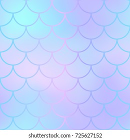 Mermaid skin or fish scale pattern. Pale mint violet gradient mesh. Abstract blurry vector background. Fantastic fish skin seamless pattern. Romantic mermaid scale background. Pastel colors fish scale