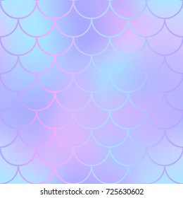 Mermaid skin or fish scale pattern. Pale pink cyan gradient mesh. Abstract blurry vector background. Fantastic fish skin seamless pattern. Romantic mermaid scale background. Pastel colors fish scale