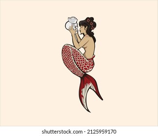 
The Mermaid and The Skull Sailor