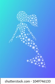 mermaid sparkle with aqua background, glitter sparking fairy tale silhouette, fantasy background, vector illustration