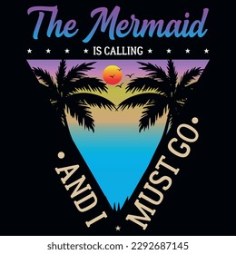 The mermaid summer graphics tshirt design 
