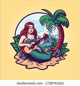Mermaid in summer island illustration