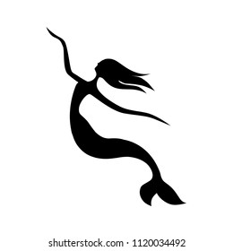 mermaid swimming, silhouette. logo icon
