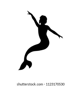 mermaid swimming, silhouette. logo icon