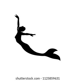 mermaid swimming, silhouette. logo icon