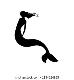 mermaid swimming, silhouette. logo icon