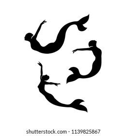 mermaid swimming, silhouette. logo icon