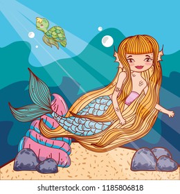 Mermaid swimming undersea
