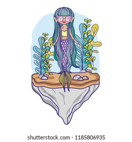 Mermaid swimming undersea