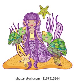 Mermaid swimming undersea