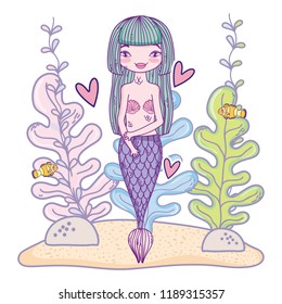 Mermaid swimming undersea