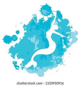 mermaid swimming, watercolor effect,  logo icon