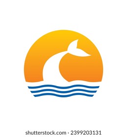 mermaid tail beach abstract logo