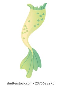 Mermaid tail for costume or cosplay green color vector illustration isolated on white background