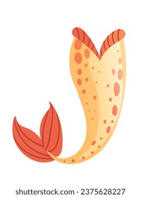 Mermaid tail for costume or cosplay orange color vector illustration isolated on white background