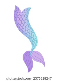 Mermaid tail for costume or cosplay purple and blue color vector illustration isolated on white background