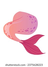 Mermaid tail for costume or cosplay red color vector illustration isolated on white background