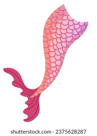 Mermaid tail for costume or cosplay red color vector illustration isolated on white background