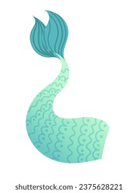 Mermaid tail for costume or cosplay turquoise color vector illustration isolated on white background