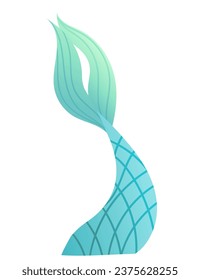 Mermaid tail for costume or cosplay turquoise color vector illustration isolated on white background