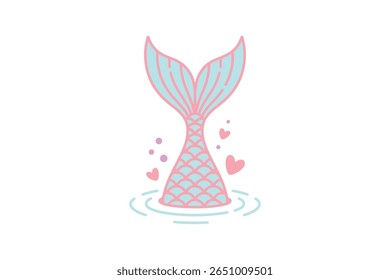 Mermaid Tail illustration with heart Design 