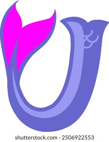 Mermaid Tail Letter Alphabet Vector Element