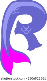 Mermaid Tail Letter Alphabet Vector Element