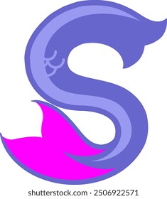 Mermaid Tail Letter Alphabet Vector Element