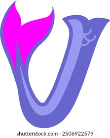Mermaid Tail Letter Alphabet Vector Element