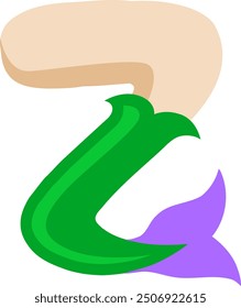 Mermaid Tail Letter Alphabet Vector Element