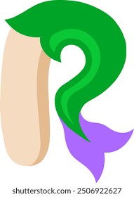 Mermaid Tail Letter Alphabet Vector Element