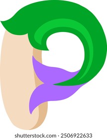 Mermaid Tail Letter Alphabet Vector Element