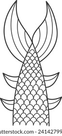 Mermaid Tail Lined Vector Illustration