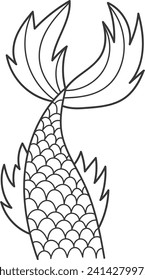 Mermaid Tail Lined Vector Illustration