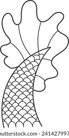 Mermaid Tail Lined Vector Illustration