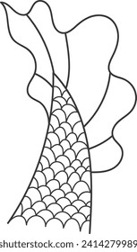 Mermaid Tail Lined Vector Illustration