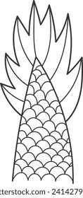 Mermaid Tail Lined Vector Illustration
