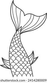 Mermaid Tail Lined Vektorgrafik