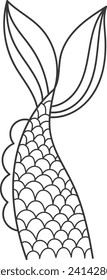 Mermaid Tail Lined Vector Illustration