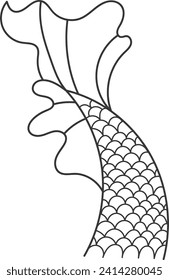 Mermaid Tail Lined Vector Illustration