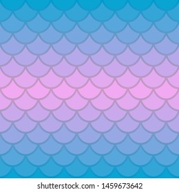 Mermaid tail mosaic pattern. Fish scale texture with blue to pink gradient. Seamless vector.