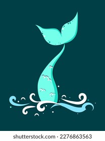 Mermaid Tail. Ocean. Sea World. Flat style.