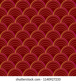 Mermaid tail pattern, seamless pattern with circles, traditional oriental ornament, fish scales. Vector illustration