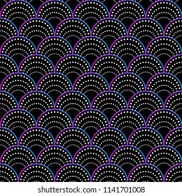Mermaid tail pattern, seamless pattern with circles, traditional oriental ornament, fish scales. Vector illustration