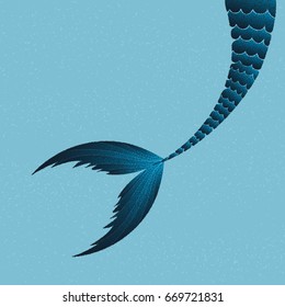 Mermaid tail. Retro stippled vector  illustration.