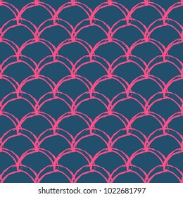 Mermaid tail seamless pattern. Fish skin texture. Tillable background for girl fabric, textile design, wrapping paper, swimwear or wallpaper. Purple mermaid tail background with fish scale underwater.