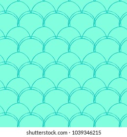 Mermaid tail seamless pattern. Fish skin texture. Tillable background for girl fabric, textile design, wrapping paper, swimwear or wallpaper. Blue mermaid tail background with fish scale underwater.