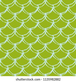 Mermaid tail seamless pattern. Fish skin texture. Tillable background for girl fabric, textile design, wrapping paper, swimwear or wallpaper. Green mermaid tail background with fish scale underwater.