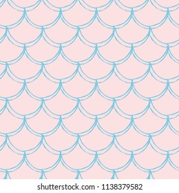 Mermaid tail seamless pattern. Fish skin texture. Tillable background for girl fabric, textile design, wrapping paper, swimwear or wallpaper. Purple mermaid tail background with fish scale underwater.